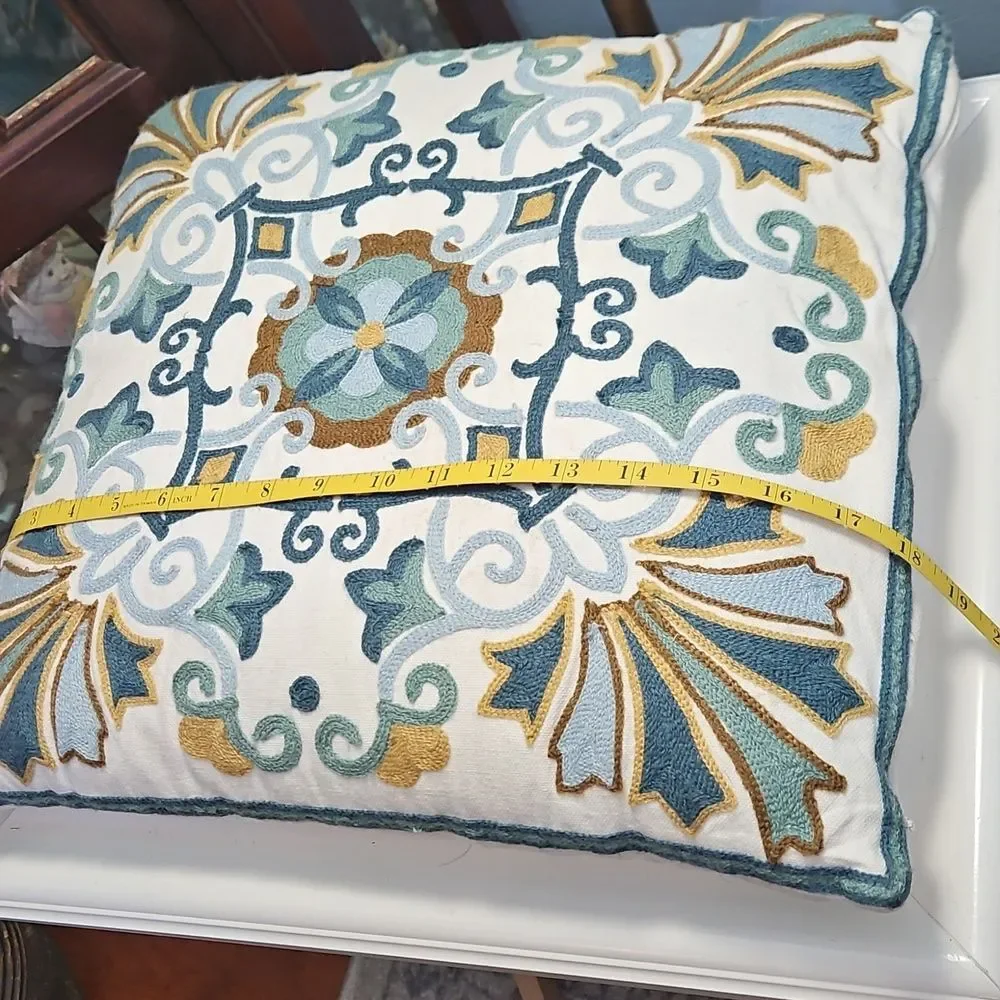 Boho Multicolor Embroidered Accent Pillow